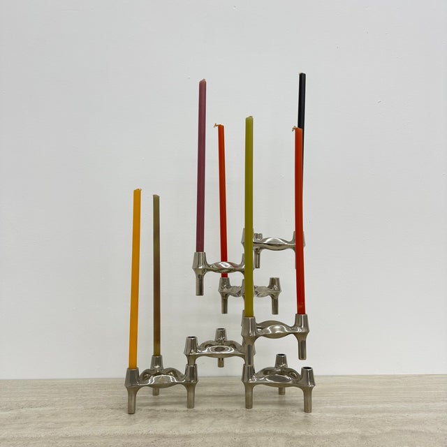 Large Candlesticks by Fritz Nagel and Ceasar Stoffi for BMF, 1970s, Set of 7 For Sale - Image 4 of 18