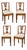Set of Four Italian 1820s Neoclassical Dining Room Chairs with Carved Splats For Sale