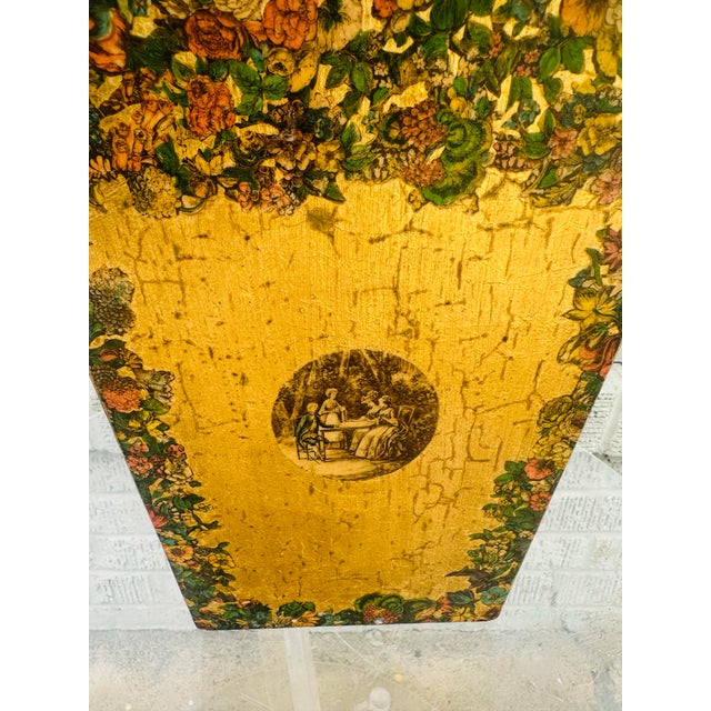 Traditional Vintage Decoupage Trash Can For Sale - Image 3 of 7