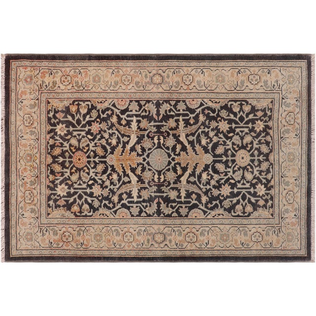Tan Art Nouveau Charcoal/Tan Wool Rug - 3'1'' X 4'10'' For Sale - Image 8 of 10