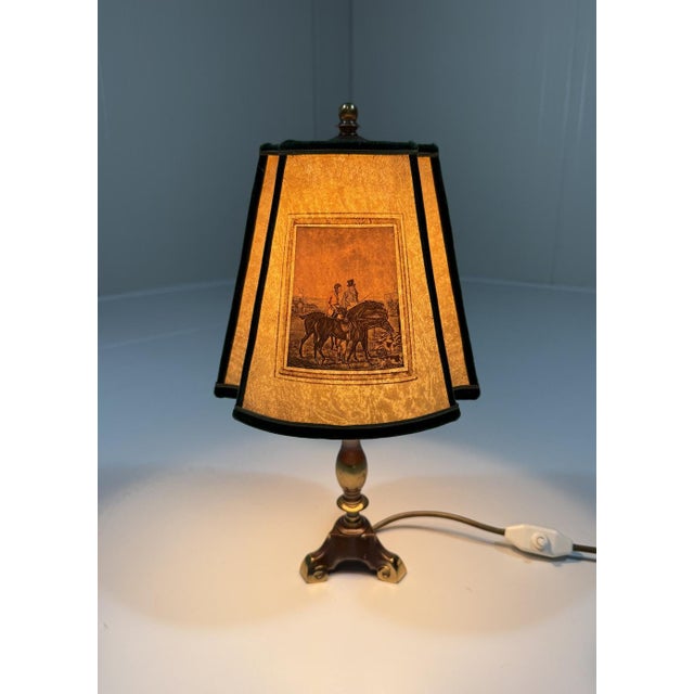 Vintage Hunting Scene Table Lamp in Brass, 1950s For Sale - Image 9 of 18