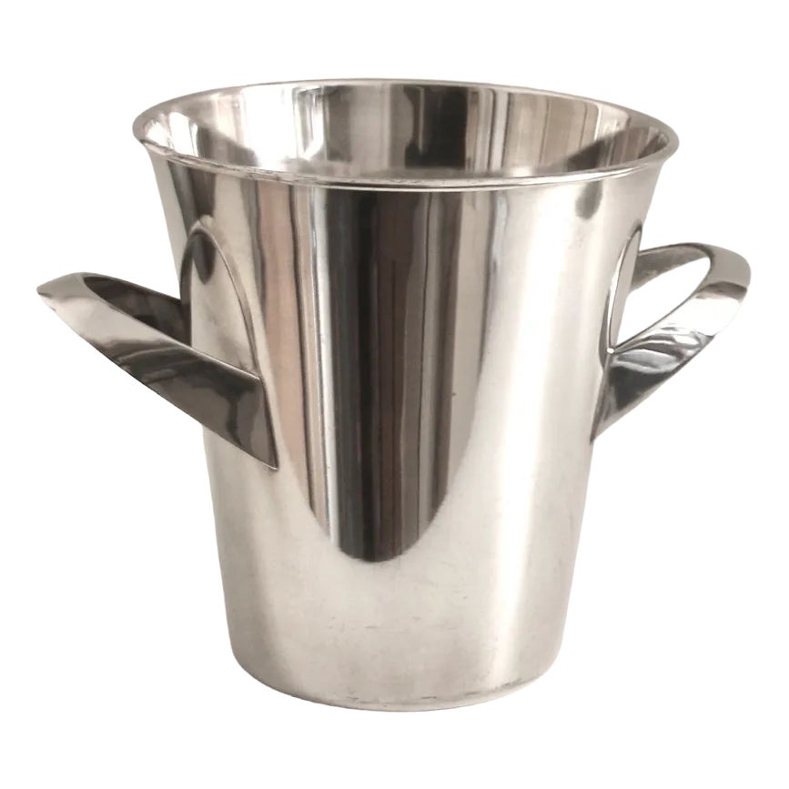 ZWIESELL）50年代 Wagenfeld WMF 445 & 473 Vintage Silver-Plated Metal Wine Cooler by Wilhelm Wagenfeld