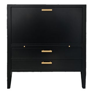 Black Bar Cabinet With Brass Hardware For Sale