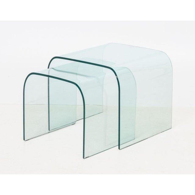 Modern Modern Waterfall Glass Nesting Side Tables, 2 For Sale - Image 3 of 9