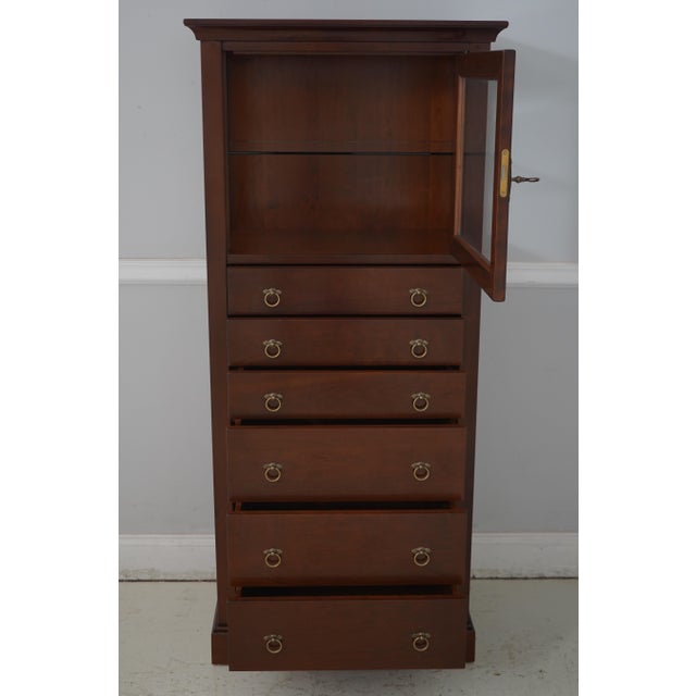 Traditional Grange French Empire Style Cherry Jewelry Display Cabinet For Sale - Image 3 of 12