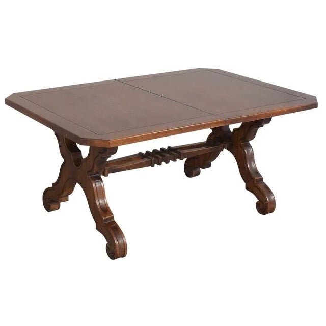 Mid 20th Century Henry Link 'Majorca' Spanish Style Lyre Leg Oak 102" Extension Refectory Table - Vintage Mid 20th Century For Sale - Image 5 of 10