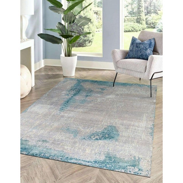 9x12 Gray Hand-Knotted Wool Coastal Mist Abstract Modern Carpet Rug For Sale - Image 10 of 10