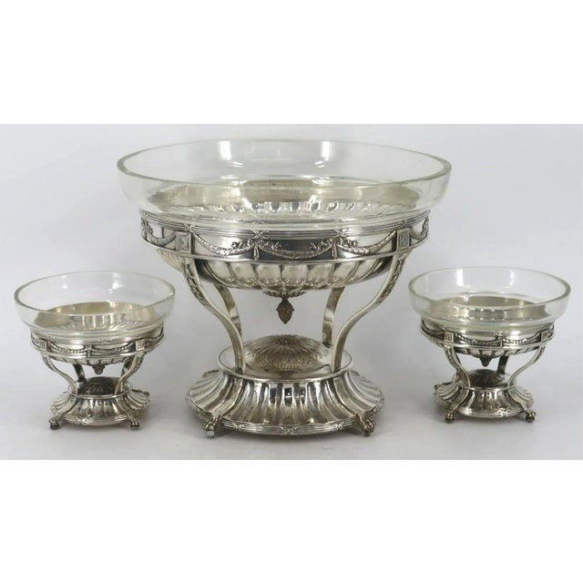 Metal Elkington Silverplate and Glass Centerpiece - 4 Pieces For Sale - Image 7 of 11