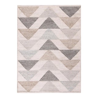 Rug & Kilim’s Scandinavian Style Geometric Cream & Gray Wool Kilim Outdoor Rug - 8'x10' For Sale