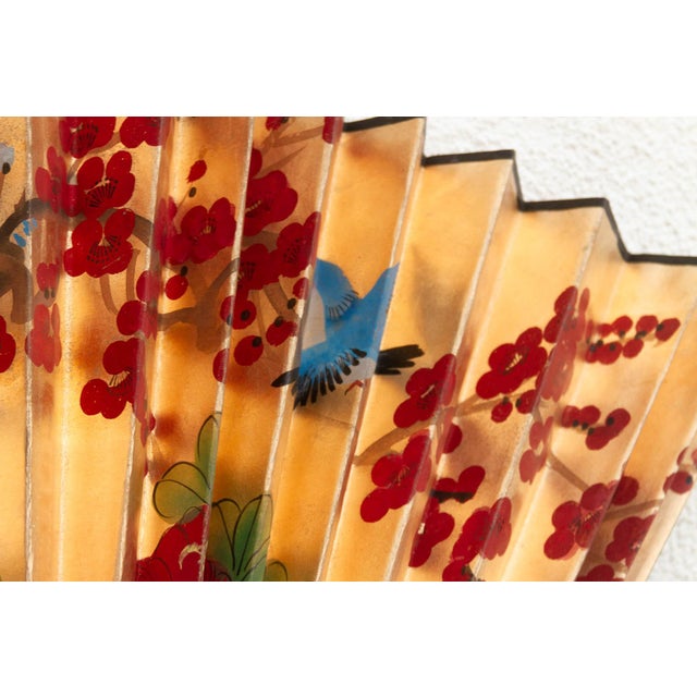 Chinese Vintage Birds & Blossoms Painted Chinese Fan For Sale - Image 3 of 6