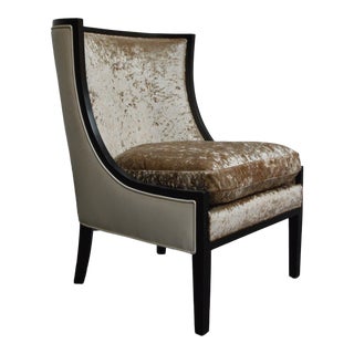 Crushed Velvet Occasional Chair With Leather For Sale