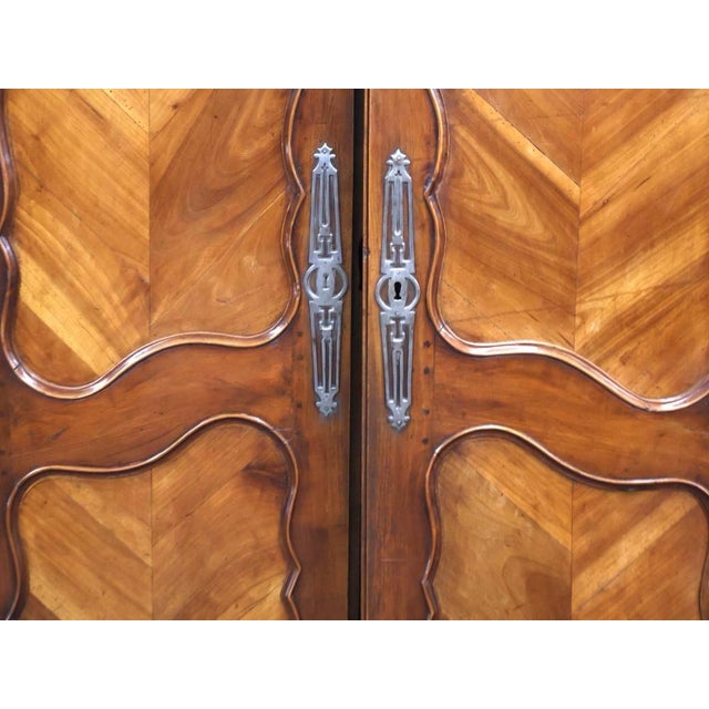 Brown 19th Century French Provincial Carved Walnut Armoire – Louis XV Style For Sale - Image 8 of 12
