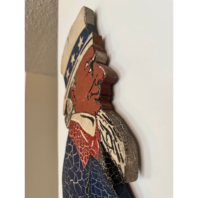 First Half 20th Century Large Patriotic Wood Uncle Sam Figure For Sale - Image 4 of 8