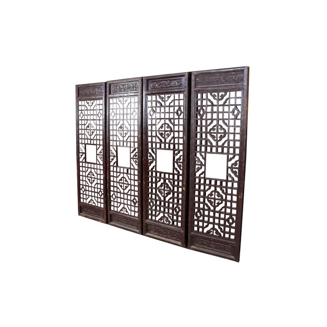 Chinoiserie Vintage Chinese Hardwood Pierced Lattice Wall Hanging Panels Screen Chinoiserie For Sale - Image 3 of 17