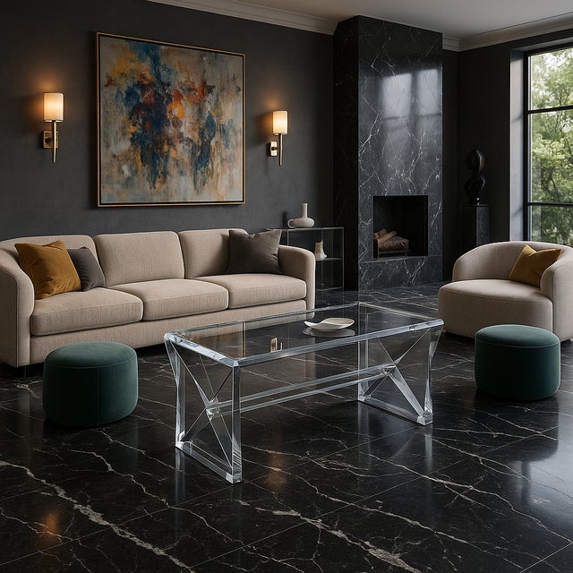 Plastic "X Prism Lucite Coffee Table – Sculptural Acrylic Design" For Sale - Image 7 of 8