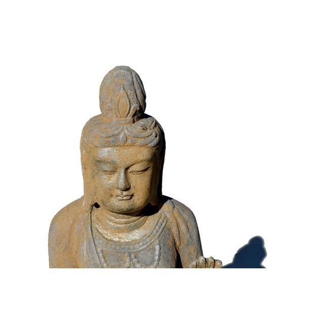 Standing Stone Buddha Guan Yin Statue For Sale - Image 4 of 12