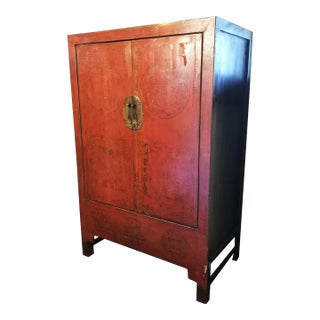 1930s Red Chinese Storage Wardrobe For Sale