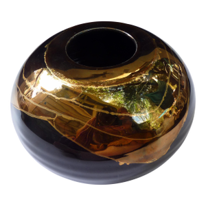 Bruce Fairman Signed Studio Art Pottery Globe Vase With Copper Lustre Drip Glaze