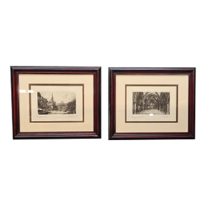Vintage 1880 Lucien Gautier Paris Etching Set Framed Palais Justice Ste Chapelle