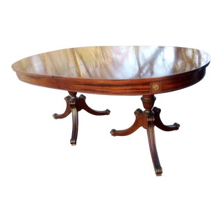 1940s Mahogany Rway Duncan Phyfe Style Double Pedestal Dining Table in Federal Style 4 Leave's = 100" For Sale