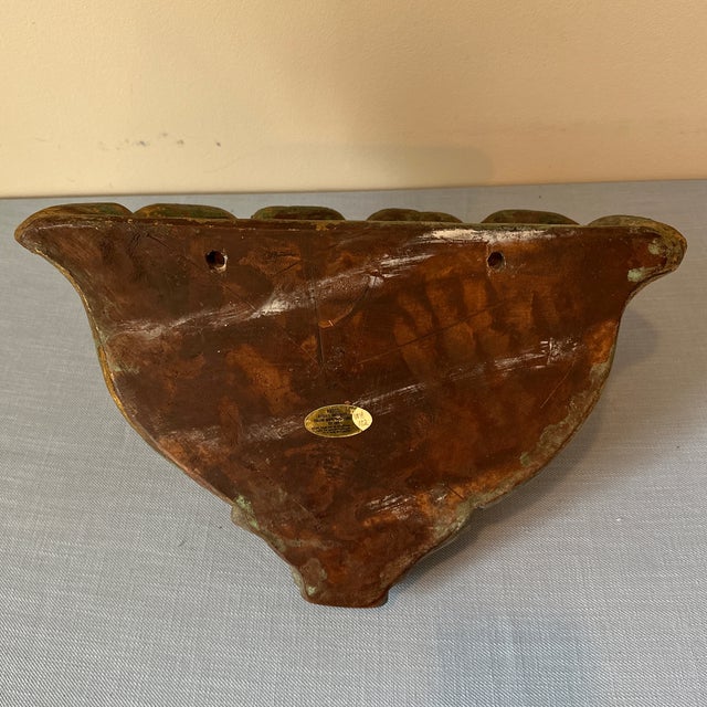 Gold Mid 20th Century Large Italian Gold Scalloped Hanging Wall Planter For Sale - Image 8 of 10