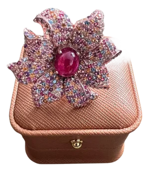 Bochic "Orient" Natural Ruby & Natural Multi Gem Ring Set In 18K Gold & Silver