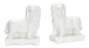 Staffordshire Spaniel Dogs - White, a Pair