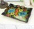 Black 1930s Hand Painted Mexican Folk Art Tray With Polychrome Flowers and Bird For Sale - Image 8 of 16