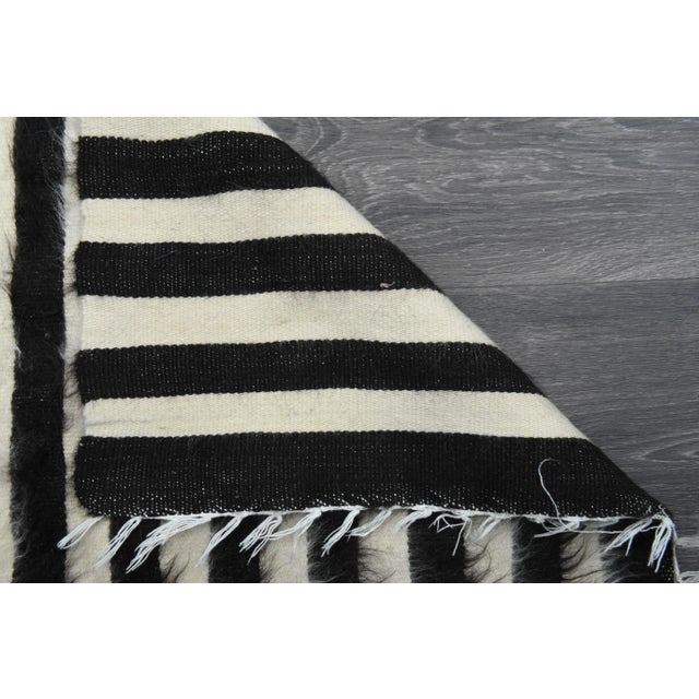 1970s Turkish Hand-Knotted Wool Cotton Beige Kilim Area Rug For Sale - Image 10 of 11