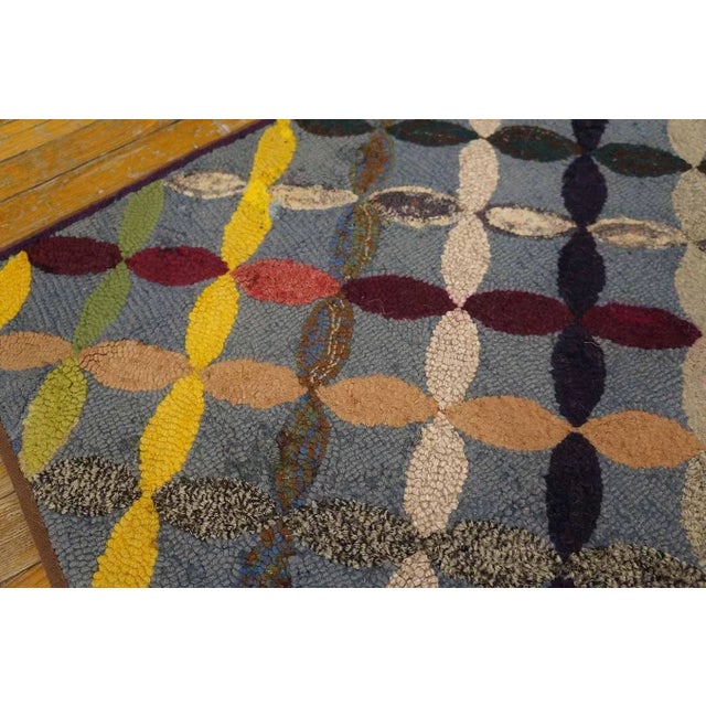 Textile Considerable Slate Gray Color With Geometric Design Antique American Hooked Rug For Sale - Image 7 of 12