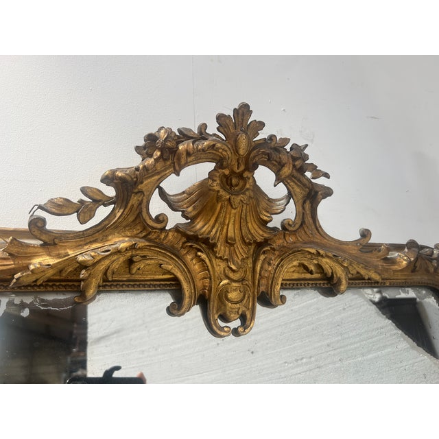 Rococo Style Gilded Mirror in Wood and Gilded Stucco, 1800s For Sale - Image 5 of 13