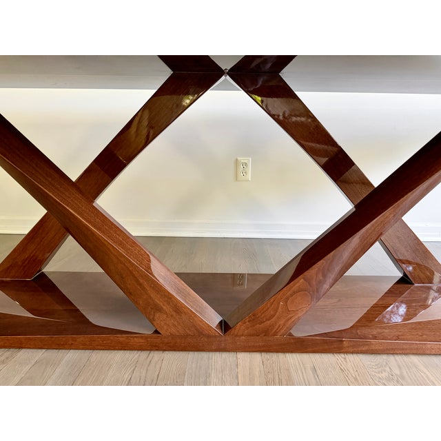 Brown Hellman Chang Monumental High Gloss Art Deco Walnut Z Dining Table For Sale - Image 8 of 13
