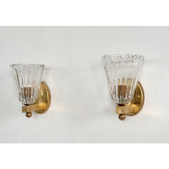 1990s Italian Brass and Murano Glass Wall Lights, 1990s, Set of 2 For Sale - Image 5 of 12
