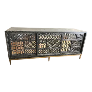 A Mr Brown Tito Low Cabinet of Limed Dark Ash & Mirrored Doors