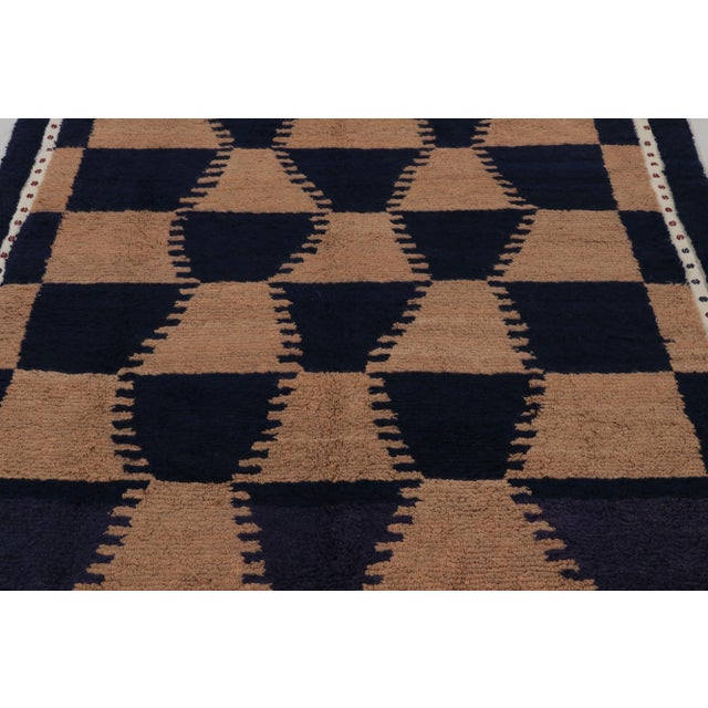 Rug & Kilim Vintage Turkish Tulu Rug, Blue and Brown Geometric Pattern - Rug & Kilim For Sale - Image 4 of 8