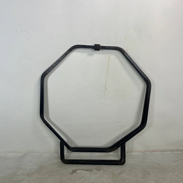 Mid Century Octagonal Log Holder in Wrought Iron For Sale - Image 9 of 10