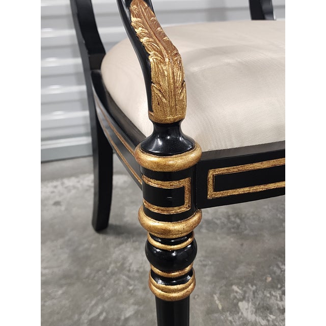 Maitland-Smith Regency Style Ebonized & Gilt Armchairs- A Pair For Sale - Image 9 of 16