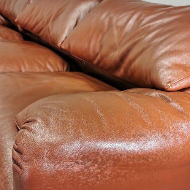 Maralunga 3-Seater Sofa in Leather Vico Magistretti for Cassina, 1973 For Sale - Image 11 of 14