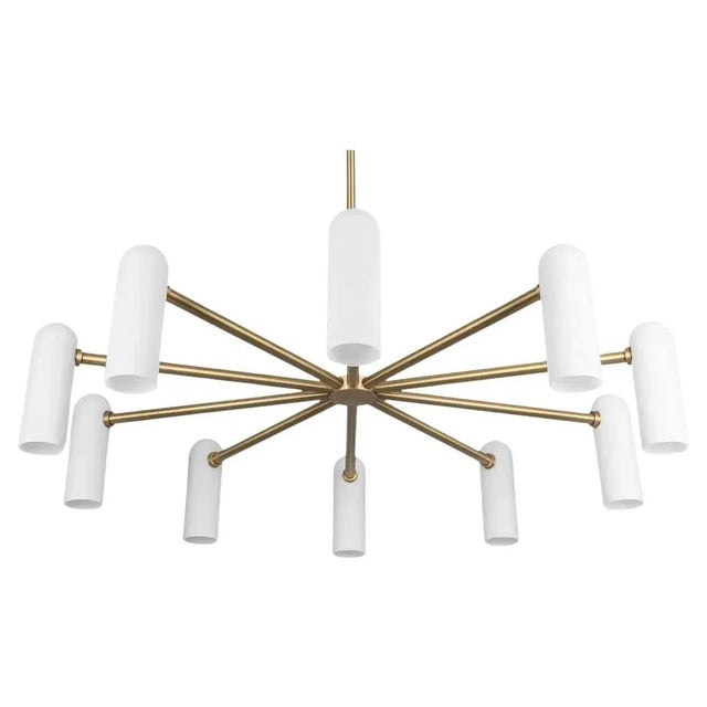 Metal Odyssey Round LG Brass Hanging Light by Schwung For Sale - Image 7 of 7