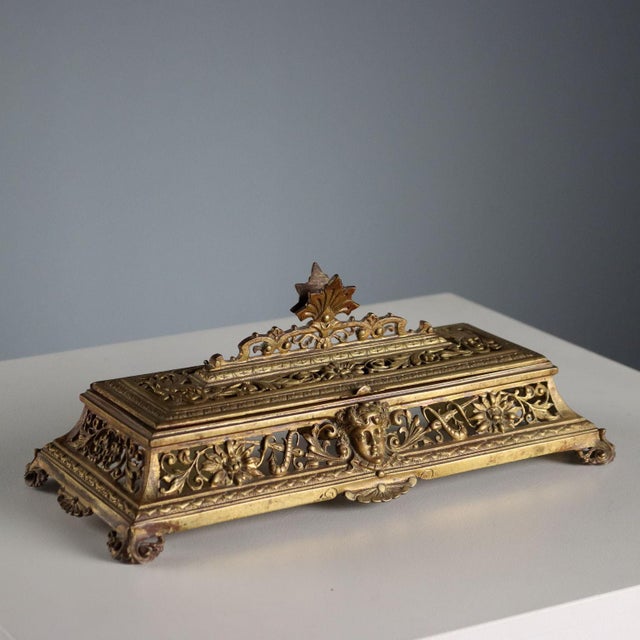 Carved Gilt Bronze Inkwell For Sale - Image 13 of 13