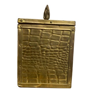 Vintage Crocodile Motif Reposse Brass Tea Caddy For Sale