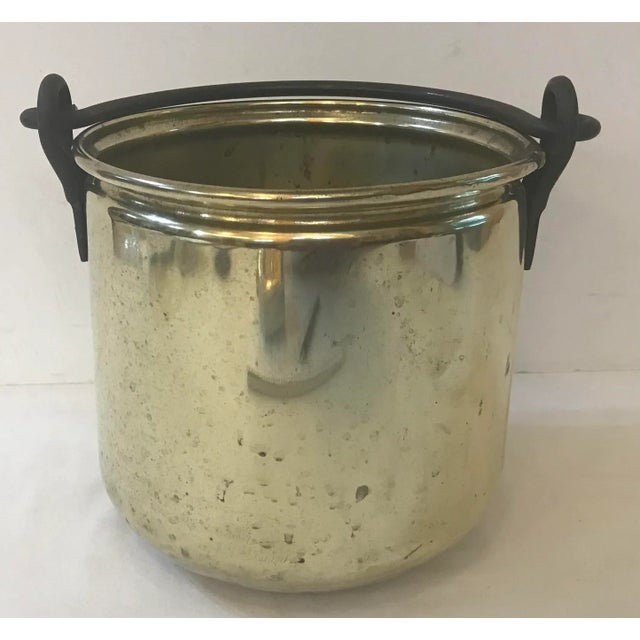 Metal Vintage Brass Jamb Pot With Iron Metal Handle For Sale - Image 7 of 7