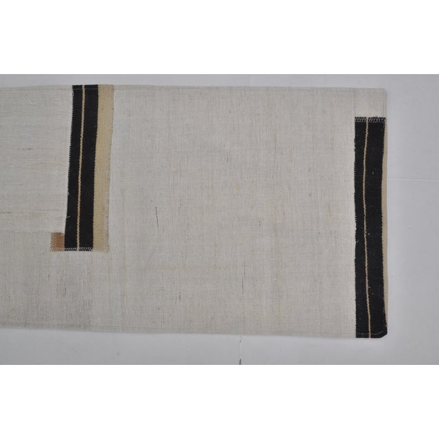 Textile Black & White Neatral Vintage Runner For Sale - Image 7 of 10
