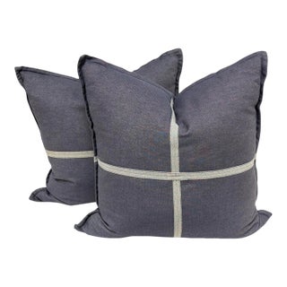 Thom Filicia for Eastern Accents Strauss Denim Decorative Pillows, Pair For Sale