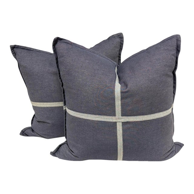 Thom Filicia for Eastern Accents Strauss Denim Decorative Pillows, Pair For Sale