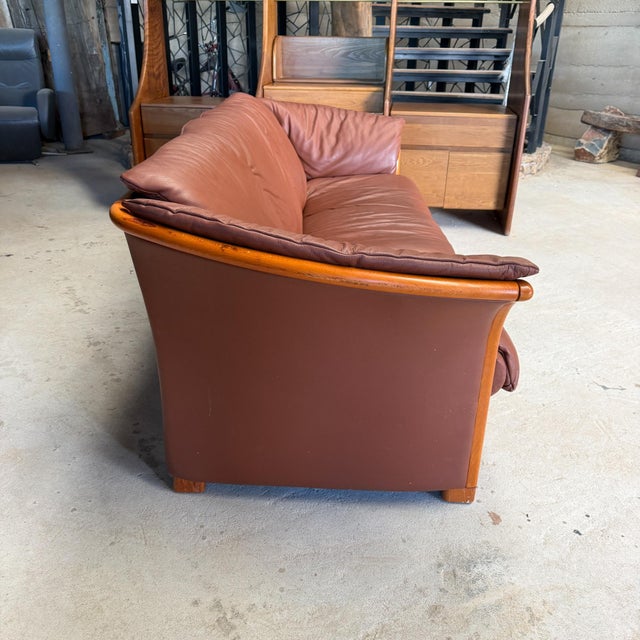 Ekornes Stressless Manhattan 3-Seater Leather Sofa Cognac Birch Scandinavian For Sale - Image 16 of 18
