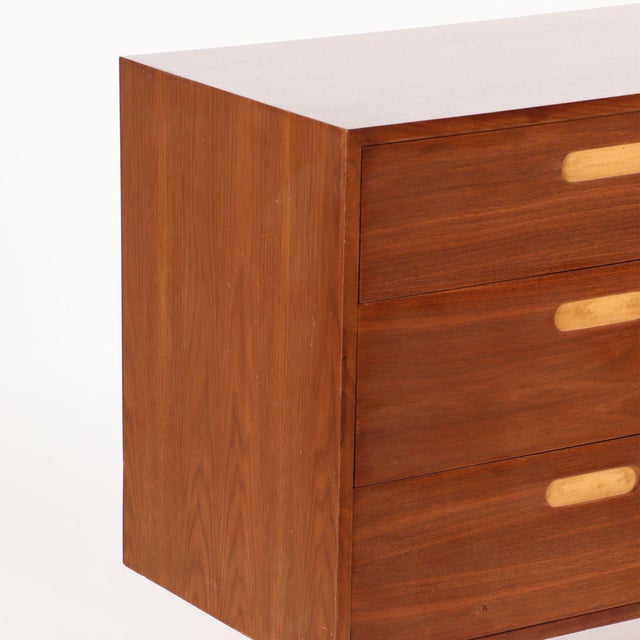 A Mid Century Modern Six Drawers Walnut Dresser With Recessed Drawer Pulls Circa 1960. 1595.00