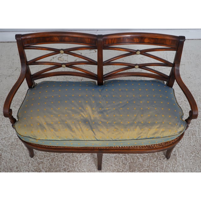 Traditional Theodore Alexander Mahogany Regency Cane Seat Settee For Sale - Image 3 of 18