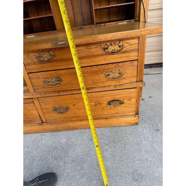 Antique Victorian Style Open Bookcase Slant Front Desk For Sale - Image 11 of 12