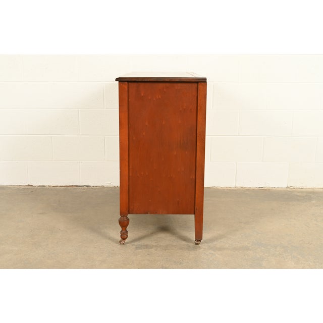 Berkey & Gay Style Antique Art Deco Carved Walnut Three-Drawer Dresser or Chest of Drawers, Circa 1930s For Sale - Image 14 of 15